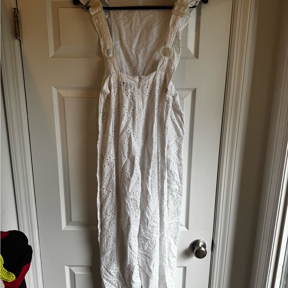 New topshop white embroidered ruffle jumpsuit - Picture 7 of 9
